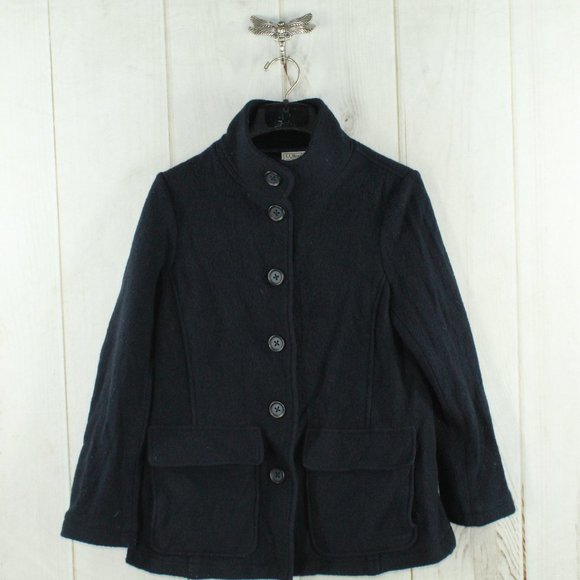 L.L. Bean Jackets & Blazers - LL Bean Black 100% Wool Button-Down Coat Jacket Size M